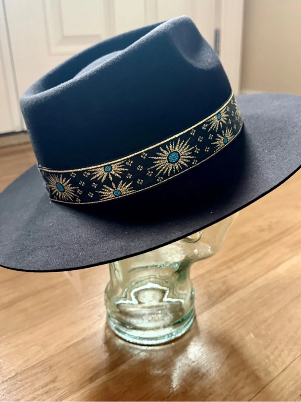 Lack of Color Phoenix Fedora Black Wool Brim Gold Celestial Band Boho Western